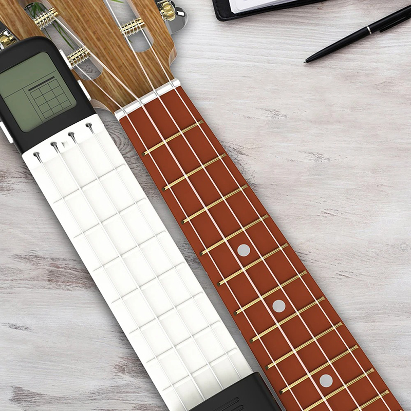 Details of "Pocket Uke" Ukulele Chord Trainer - Retractable Neck with Metronome and Blue LCD Screen