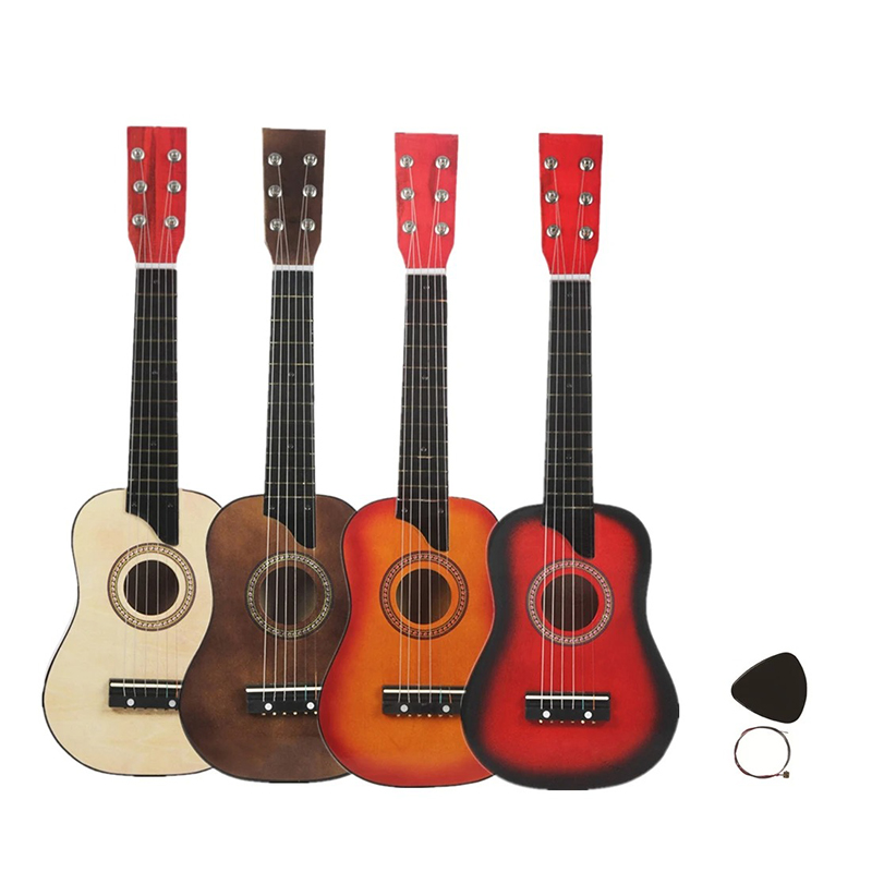 Details of children's acoustic guitar in linden wood - 4 colors to choose from!