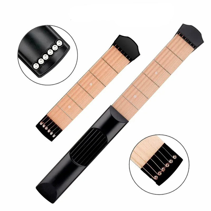 Details Mini guitar neck for training - 6 frets, portable, quiet