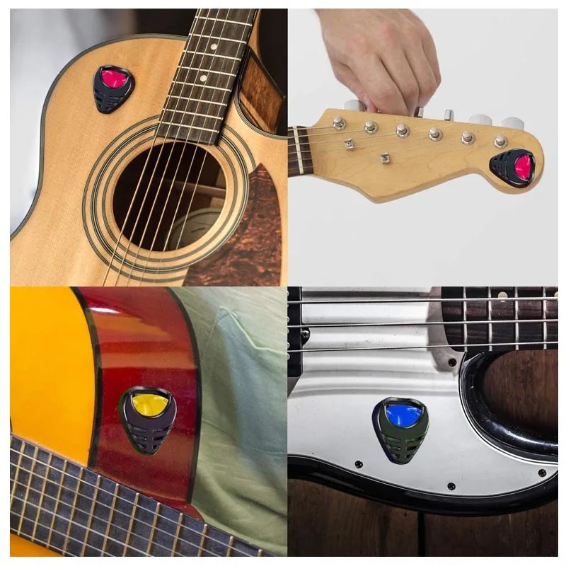Details of the Guitar Pick Holder - Compact Self-adhesive Grip - Compact and colorful
