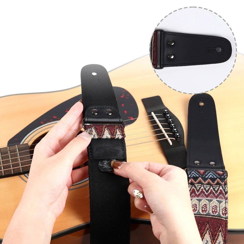 Complete details of the Vintage 'Tribal Upholstery' Guitar Strap
