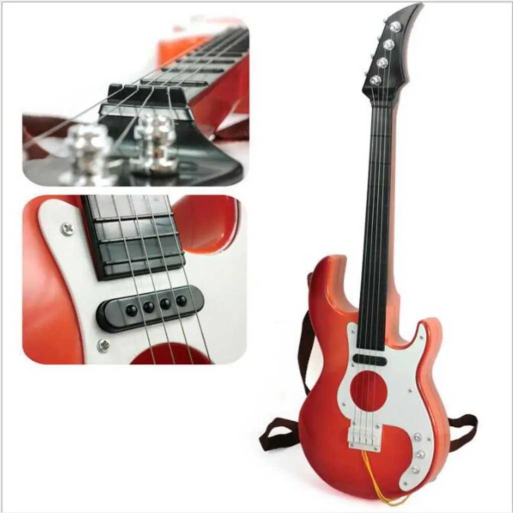Details of the red electric guitar for children