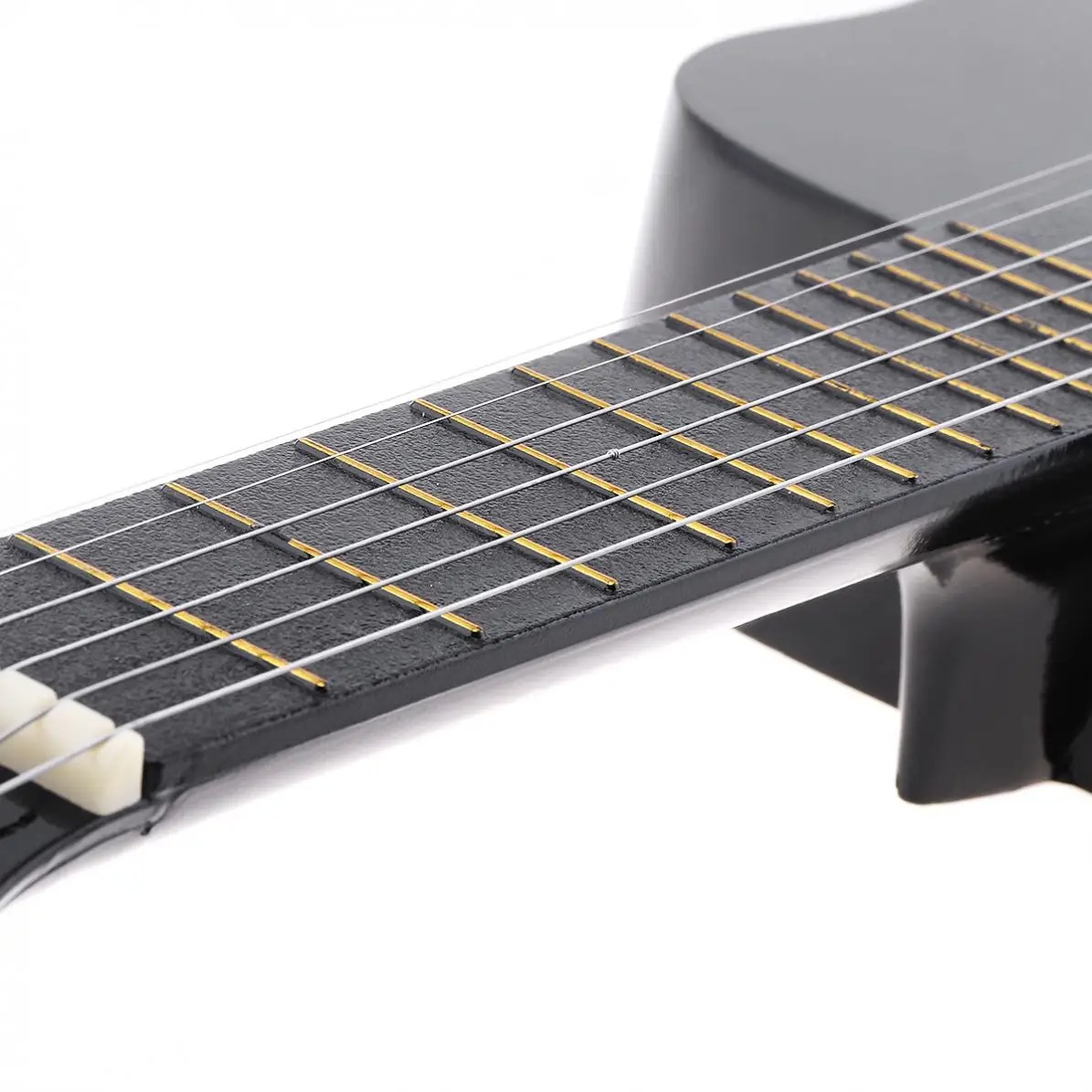 Details of the black linden wood classical guitar for children