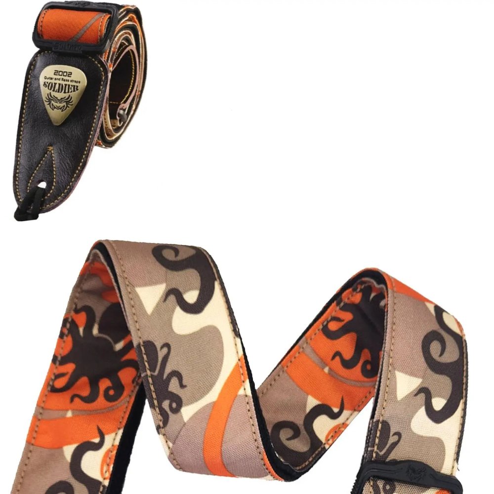 Details of the Tactical Guitar Strap with Burning Spirals