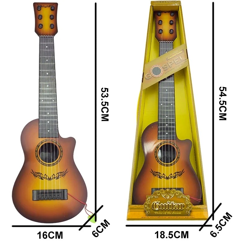 Dimensions of a Country style classical guitar for children with 6 steel strings