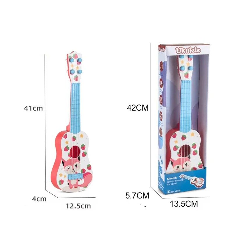 Dimensions of the Children's Guitar with Adorable Animals - Strawberry Fox