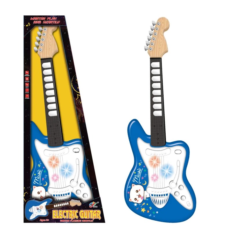 Electric guitar for children, suitable for a girl or boy, in blue color.