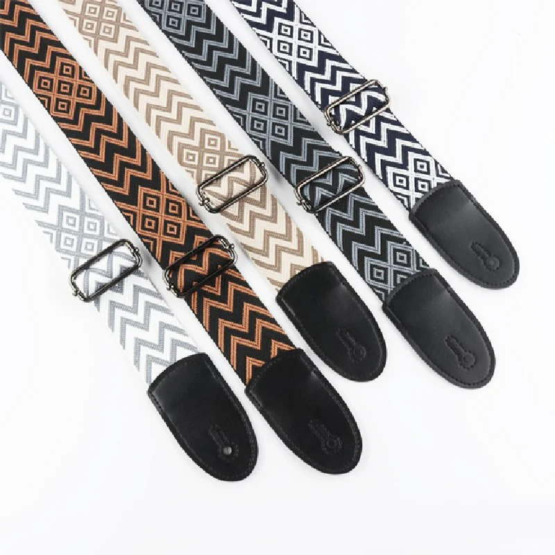 Classic Guitar Strap with Tribal Zigzag Pattern
