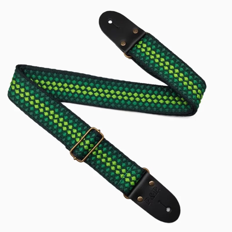 Classic Guitar Strap - Vintage Design in Green Color