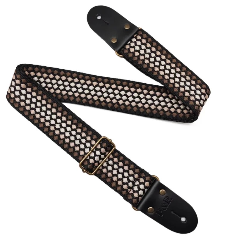 Classic Guitar Strap - Vintage Design in Black Color