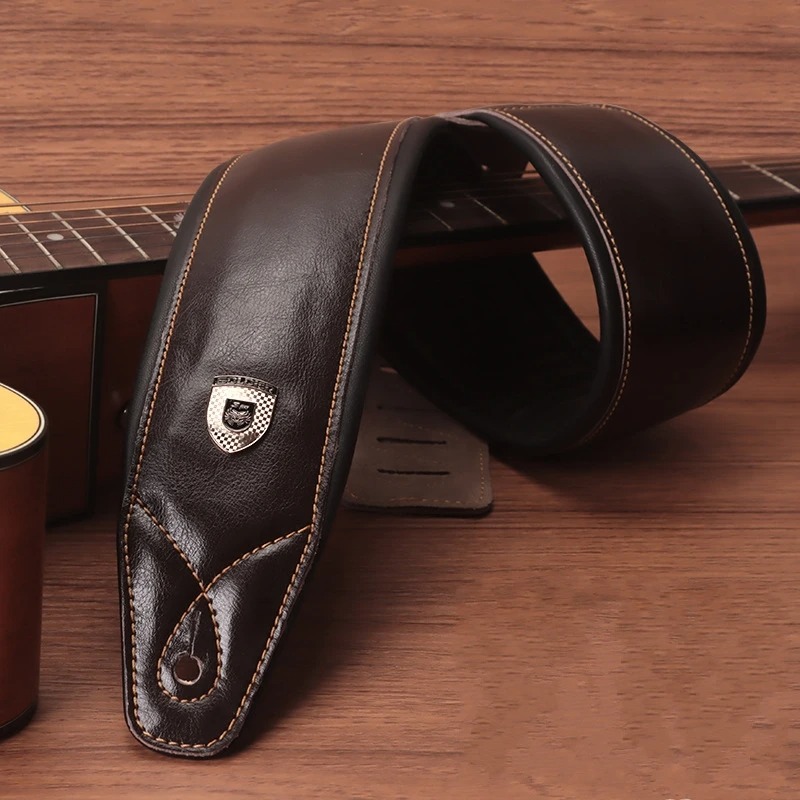 Prestige Leather Guitar Strap - Vintage Classic in Premium Leather - brown color