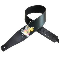 Rock Guitar Strap with Heart on Fire