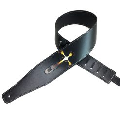 Rock Guitar Strap with Flaming Cross
