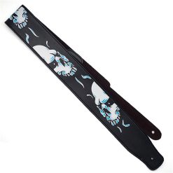 Guitar strap with death heads and ice skulls