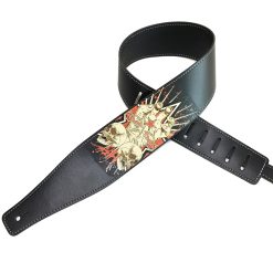 Guitar strap with a skull head in a bloody riot