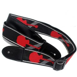 Red 'Guitar Parade' electric guitar strap