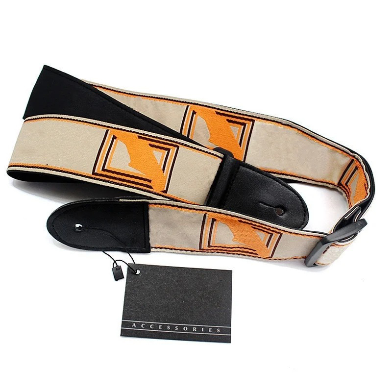 Silhouette of Rock" Electric Guitar Strap, Beige Color