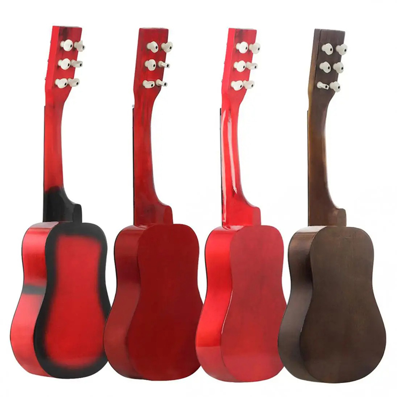 Rear view of a children's acoustic guitar made of linden wood - 4 colors to choose from!