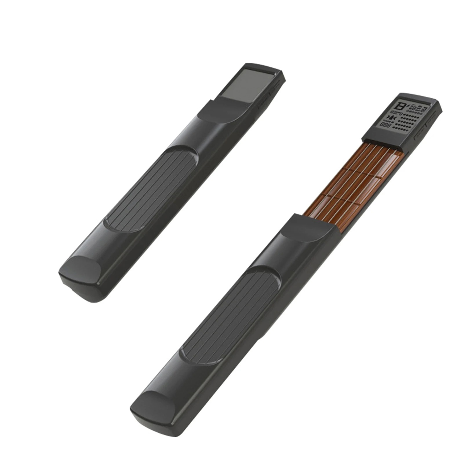 Full view of the Mini training handle for PocketChord Pro guitar - 6 frets with rotating screen and metronome.
