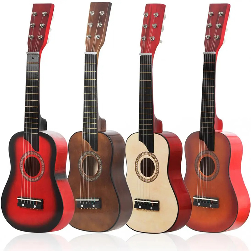 Side view of a children's acoustic guitar made of linden wood - 4 colors to choose from!