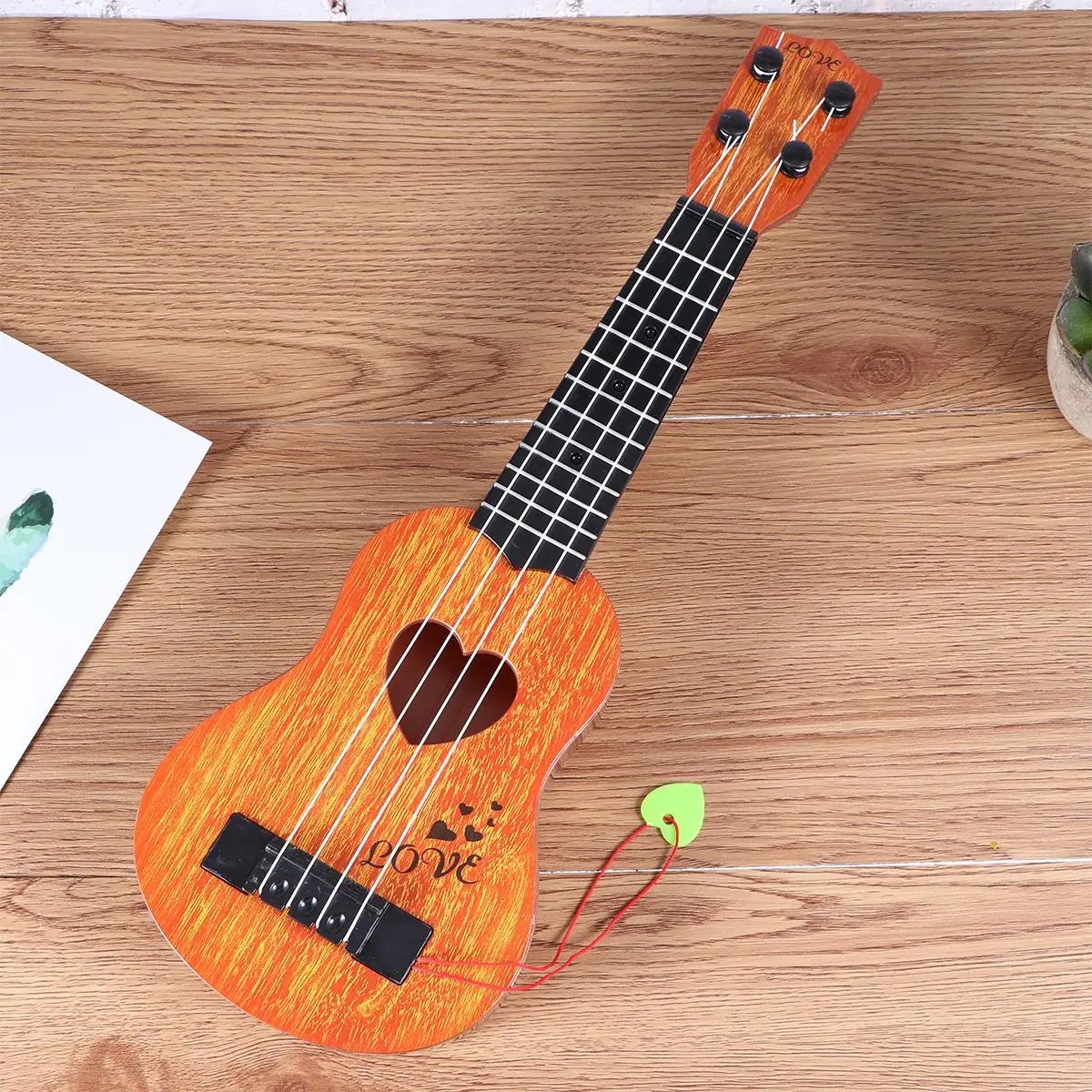 Details of the Ukulele strings for a child's instrument, perfect for toddlers.