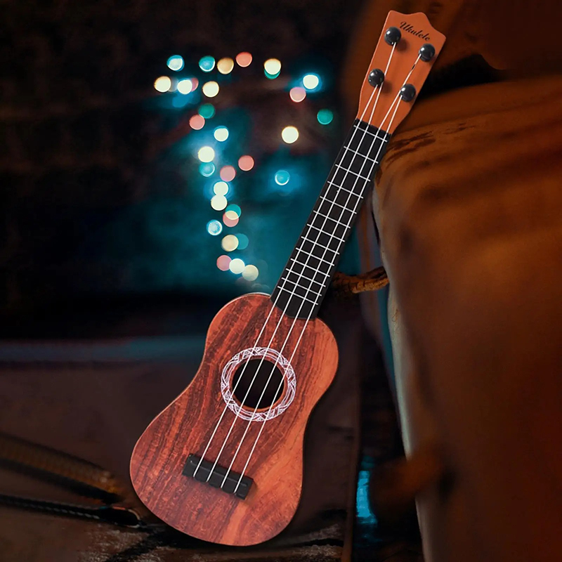 Detailed view of a ukulele for children