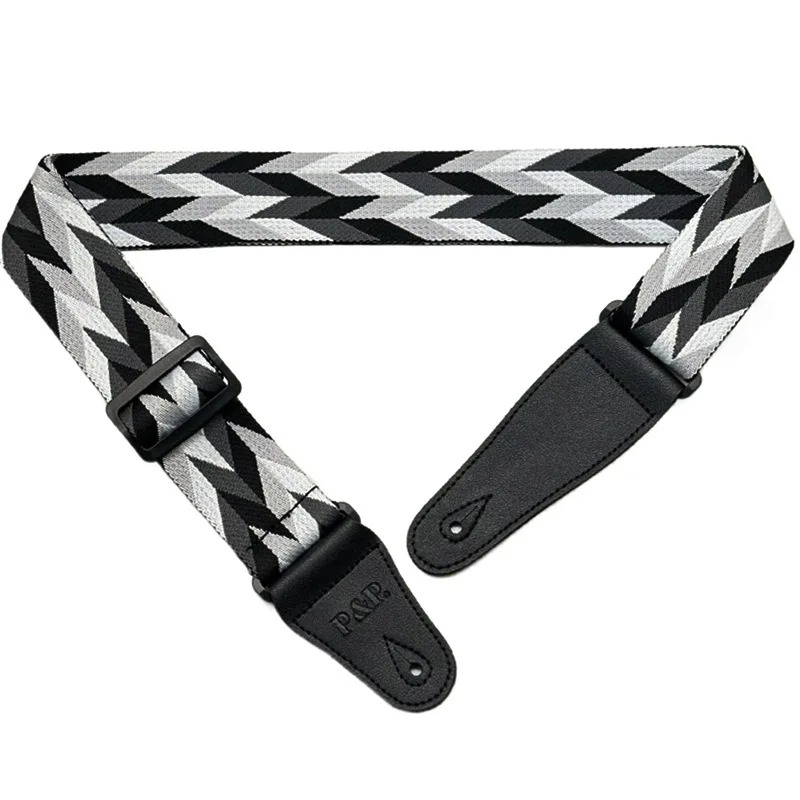 Overview of the woven Jacquard 'Classic Chevron' acoustic guitar strap