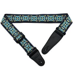 General view of the woven Jacquard 'Blue Fleur de Lys' acoustic guitar strap