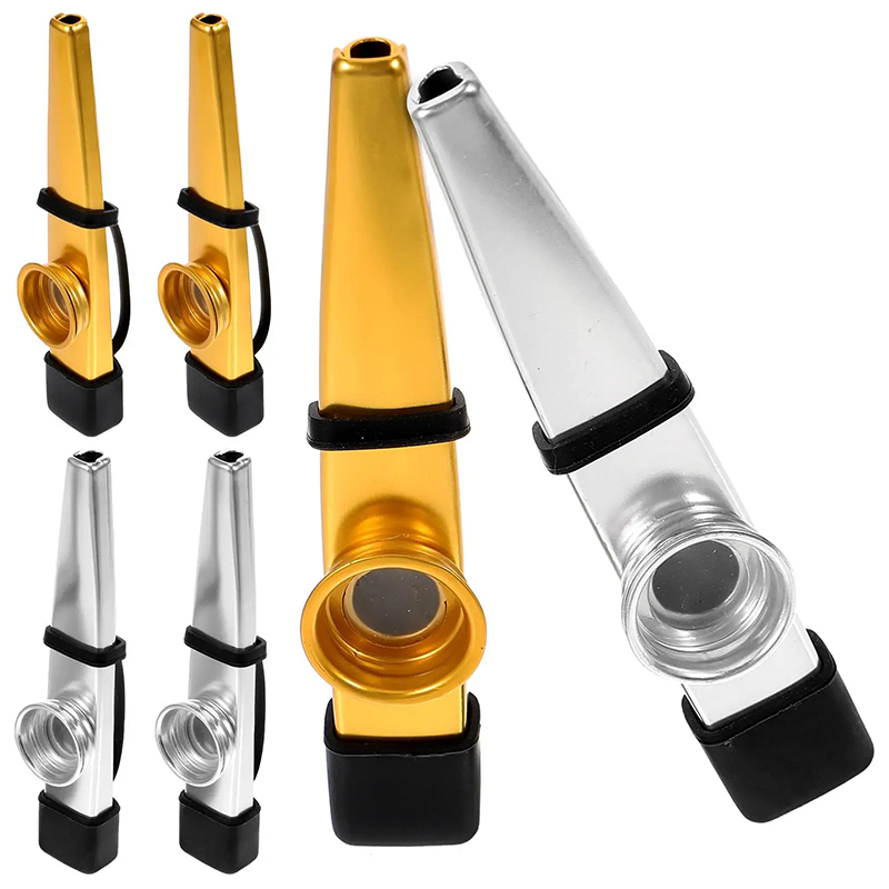 Avant Set of 6 Metal Kazoos - Golden and Silver Sparkles (Classic with Clear and Bright Sound) - ideal for schools