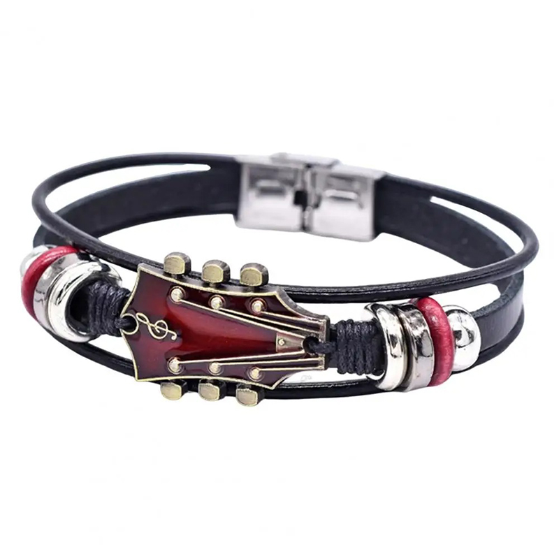 Guitar Bracelet - Rock Tuning Peg "Chromatic Chords" in Red Color