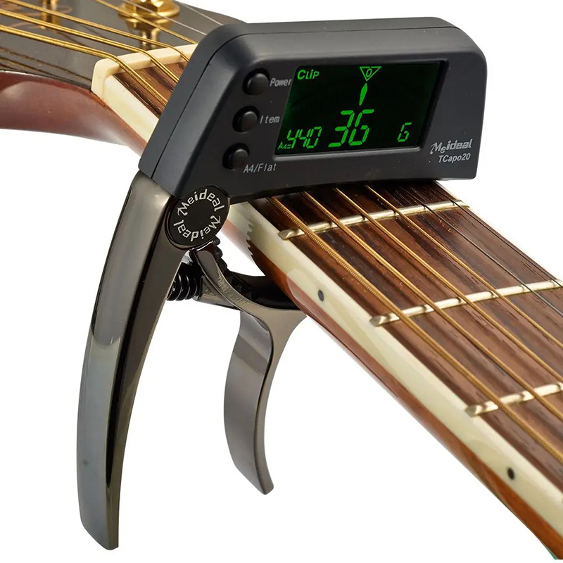 LCD Tuner Capo, Clip & Tune Model, Versatile, Black Color