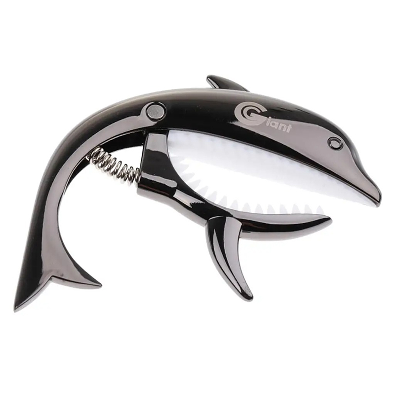 Guitar Capo with Dolphin Design - Original Metal for Acoustic and Electric Guitar in Black Color