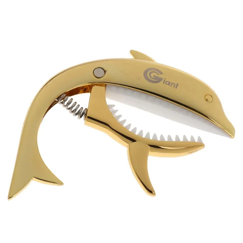 Guitar Capo with Dolphin Design - Original Metal for Acoustic and Electric Guitar in Gold Color