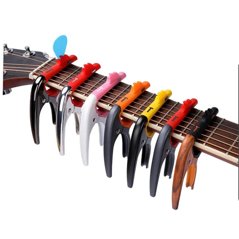 Design of Guitar Capo with Pink Flamingo - Metal Adjustment