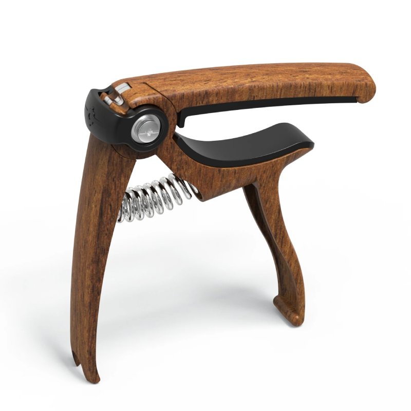 Universal Guitar Capo with Pick Holder - GripPick Pro Model in Brown Color