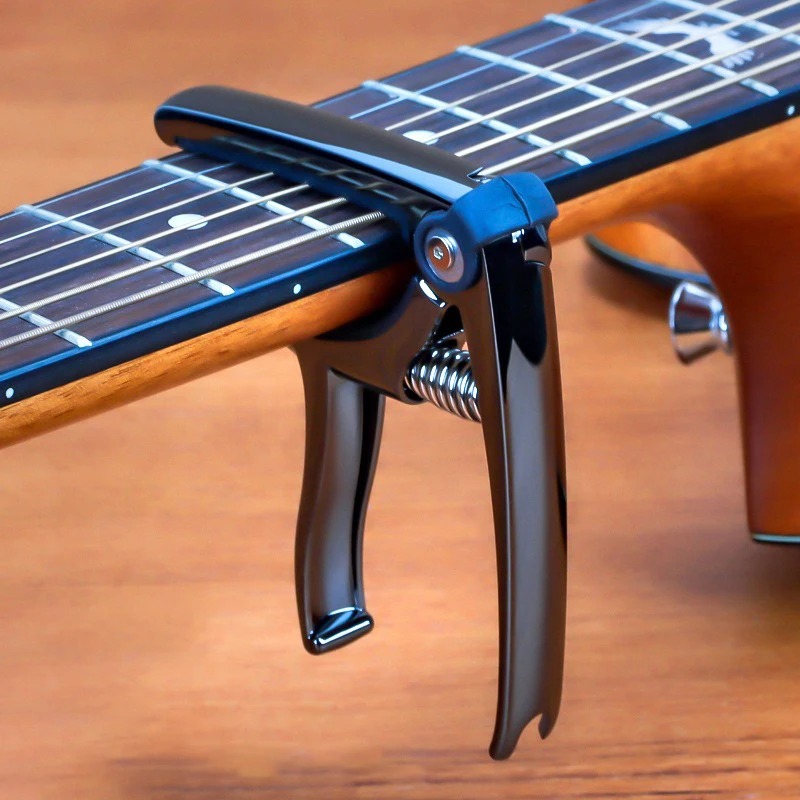 Guitar Capo with Spring - Ultra Durable Metal in Classic Style, Black Color