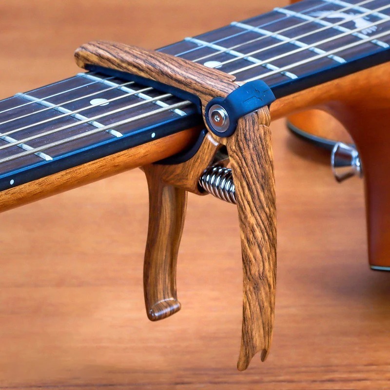 Guitar Capo with Spring - Ultra Durable Metal Classic Style Wood Color