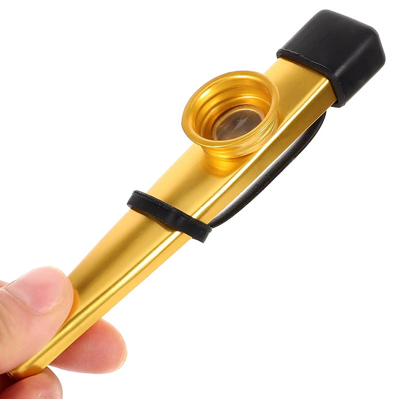 Set of 6 Metal Kazoos with Golden and Silver Sparkles (Classic with Clear and Bright Sound) - ideal for schools