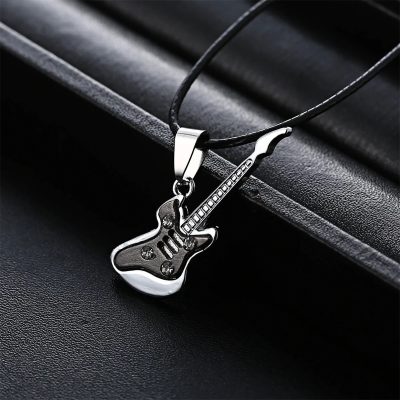 Magnificent 'Crystal Jam' Rock Guitar Pendant - Silver colors