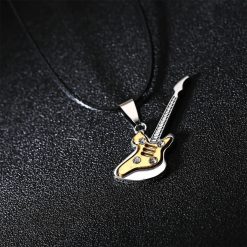 Magnificent 'Crystal Jam' Rock Guitar Pendant - Gold colors