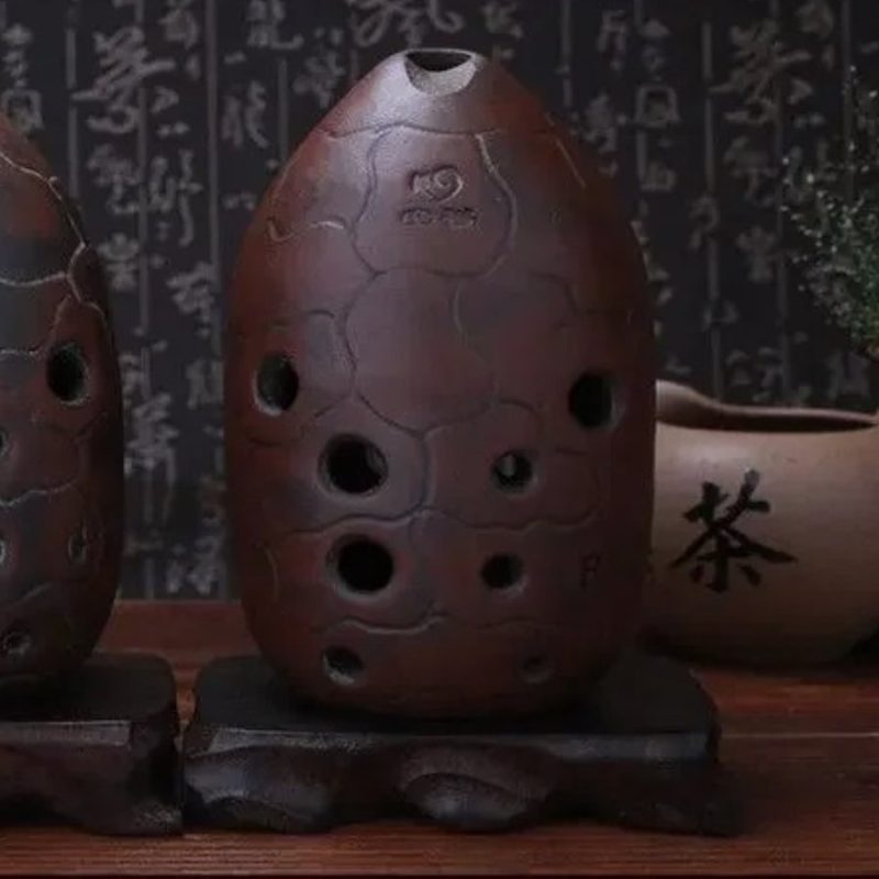 Beautiful 10-Hole Ceramic Xun (埙) - Spirit of the Earth - Double Cavity - Tone F or G
