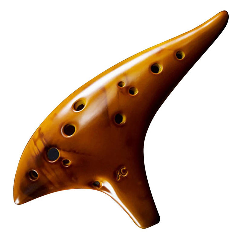 12-Hole Alto C Ocarina - Wind Instrument made of Resin for Beginners and Experienced Musicians (Zelda Style) Brown Color
