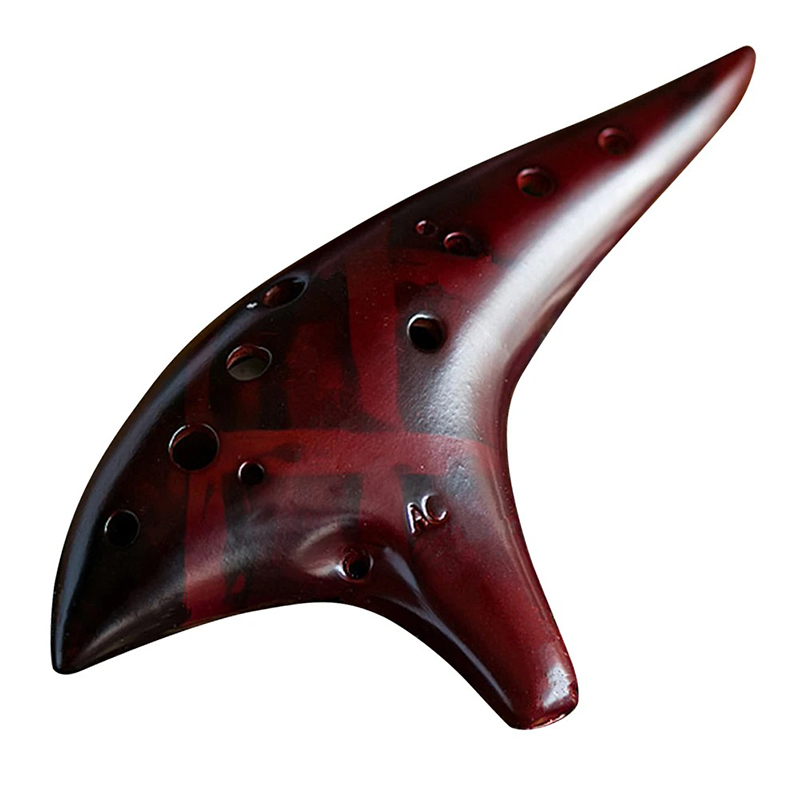 12-Hole Alto C Ocarina - Wind Instrument Made of Resin for Beginners and Experienced Musicians (Zelda Style) Red Color