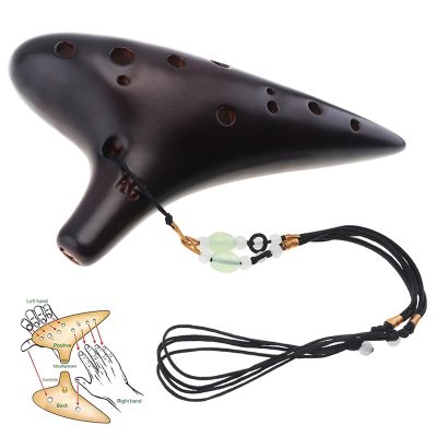 12-Hole Ceramic Ocarina - Melody of the Elements in Black Color