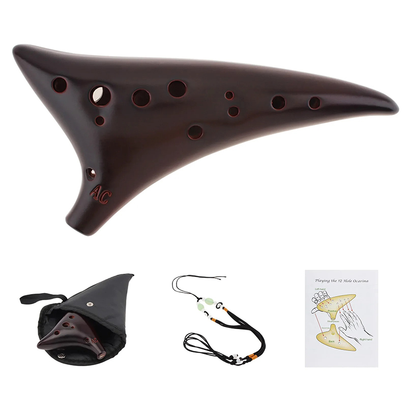 12-Hole Ceramic Ocarina - Melody of the Elements in Wood Color
