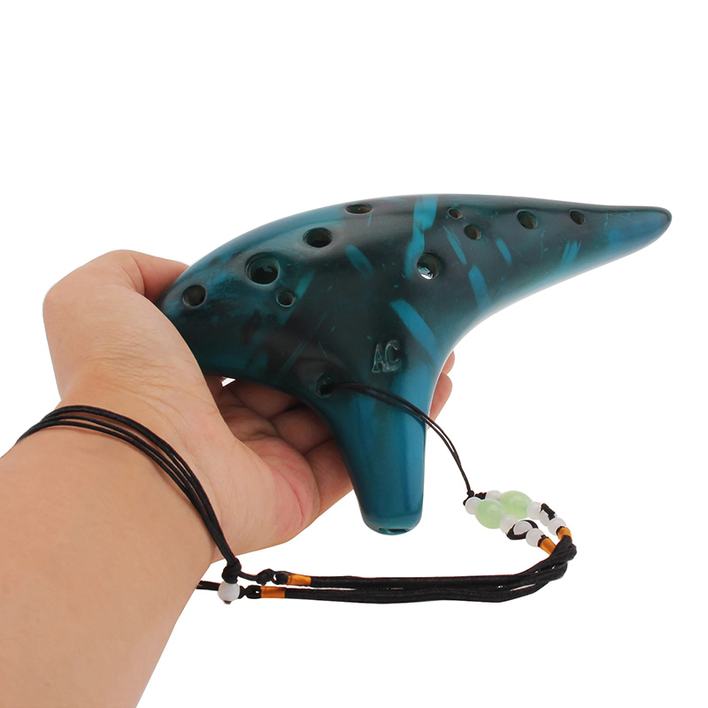 12-Hole Ceramic Ocarina - Melody of the Elements in Blue Color