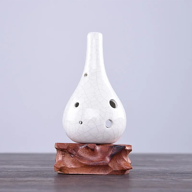 Elegant Zen-sounding Ceramic Ocarina - Drop Shaped in White Color