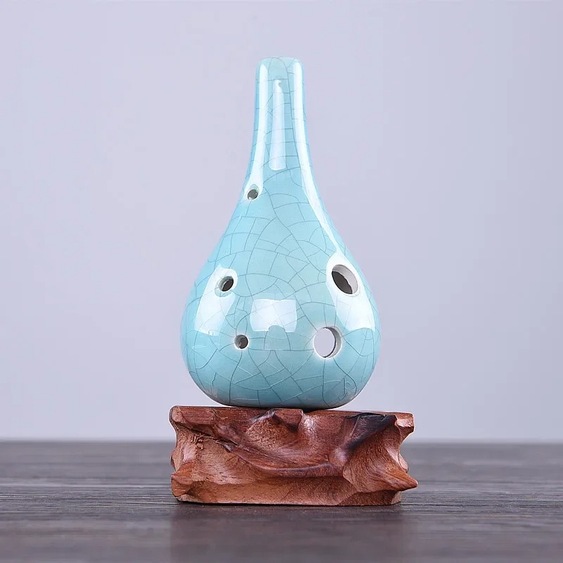 Ceramic Ocarina in the Shape of a Drop - Elegant Zen Sound in Sky Blue Color
