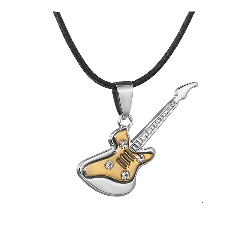 Crystal Jam' rock style guitar pendant in gold color