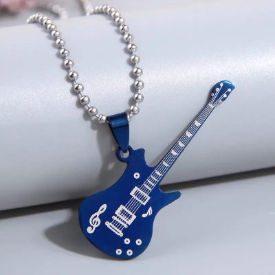 Rock Guitar Pendant 'Metal Symphony' in Blue Color